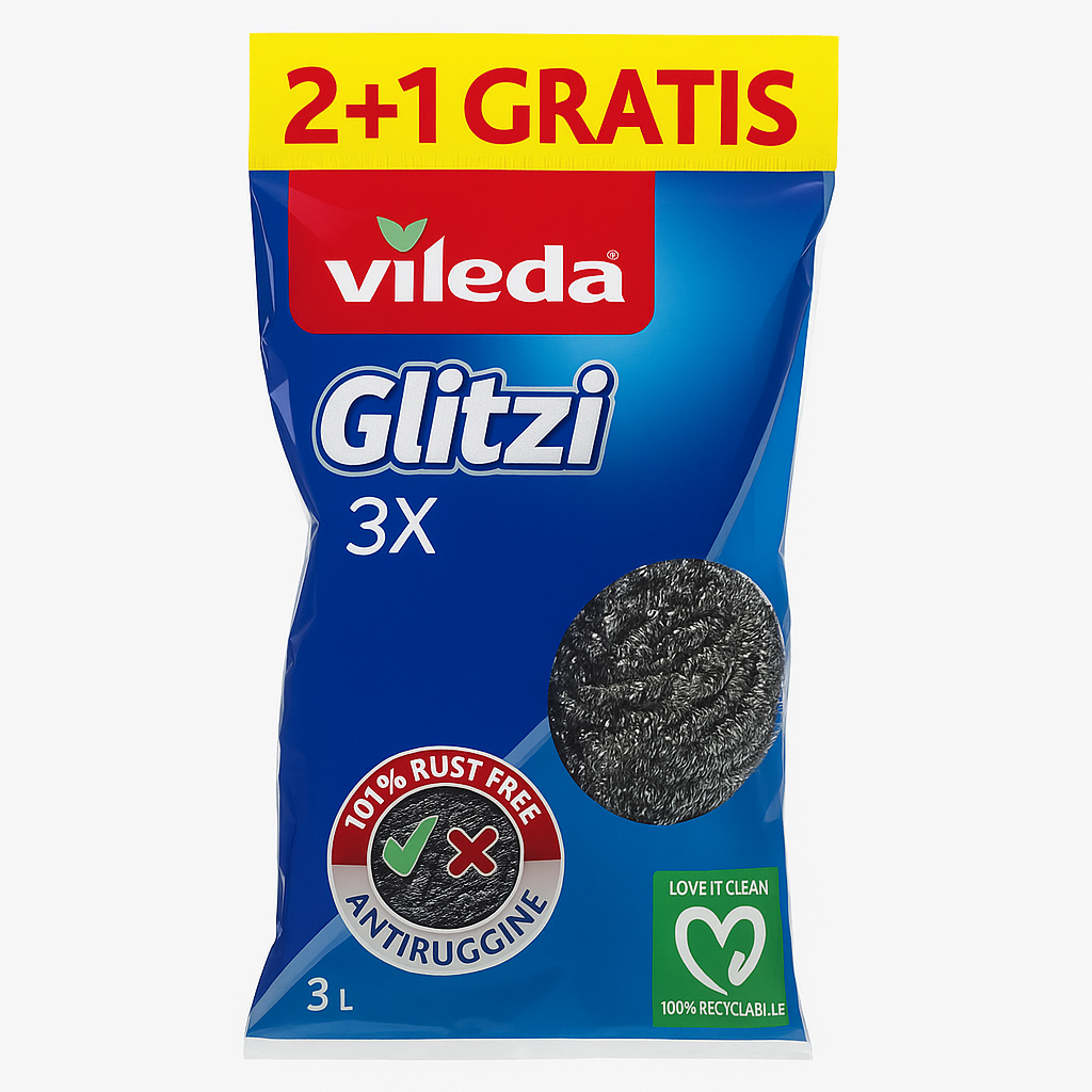 Vileda Glitzi Antiruggine | 3 Pezzi (2+1 Gratis)