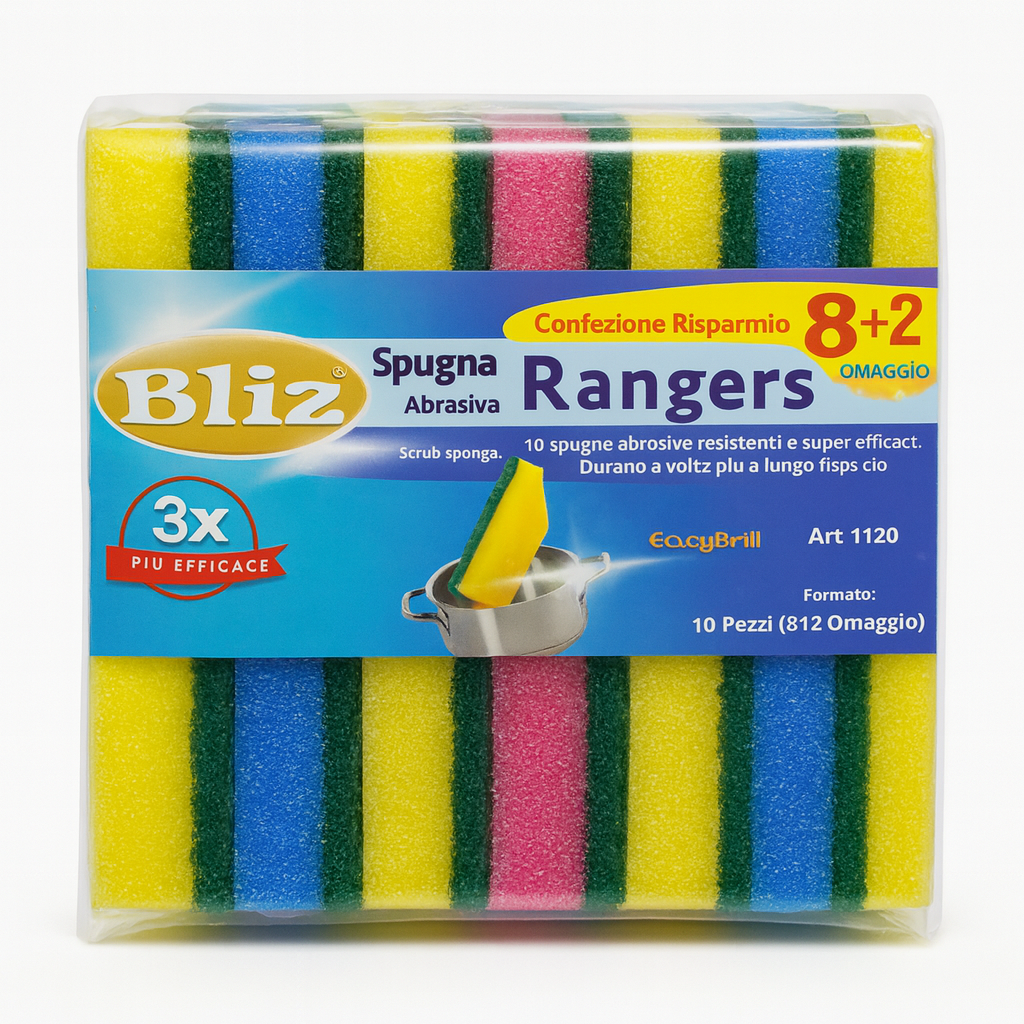 Bliz Spugna Abrasiva Rangers | 10 Pezzi (8+2 Omaggio)