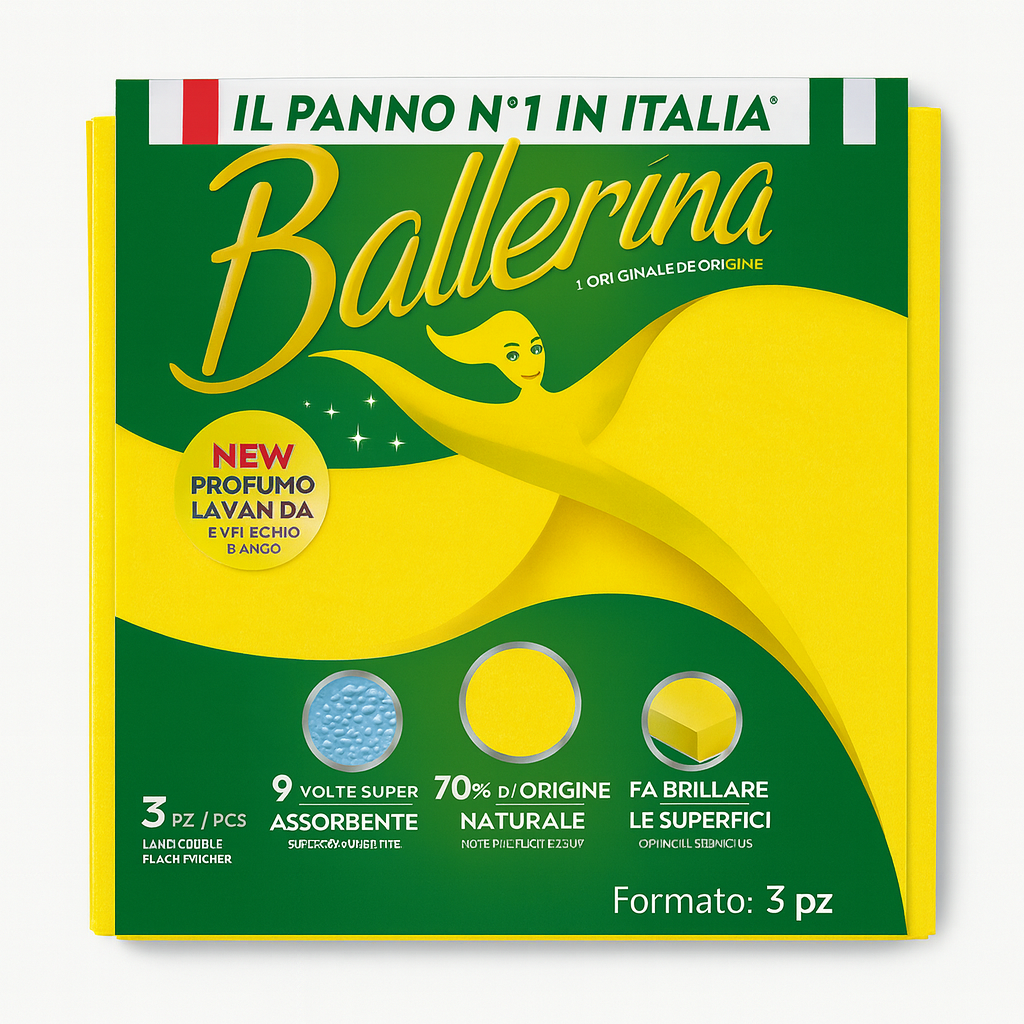Panno Ballerina Super Assorbente 70% Origine Naturale | 3 pz