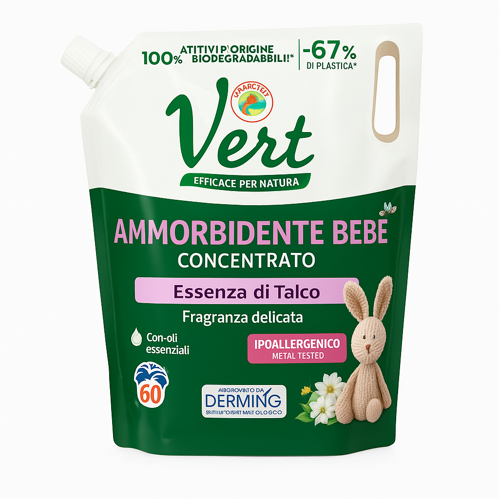 Chanteclair Vert Ammorbidente Bebè Essenza di Talco Ricarica | 60 lavaggi