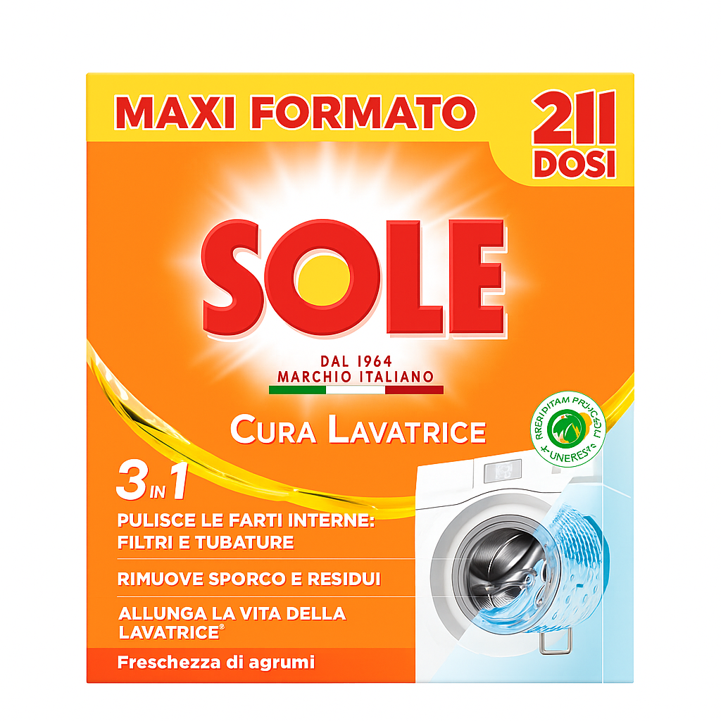 Sole Cura Lavatrice 3 in 1 | 2 Dosi Agrumi