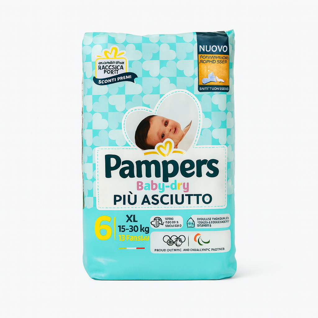 Pampers Baby-Dry Più Asciutto Taglia 6 XL | 15–30 kg | 13 Pannolini