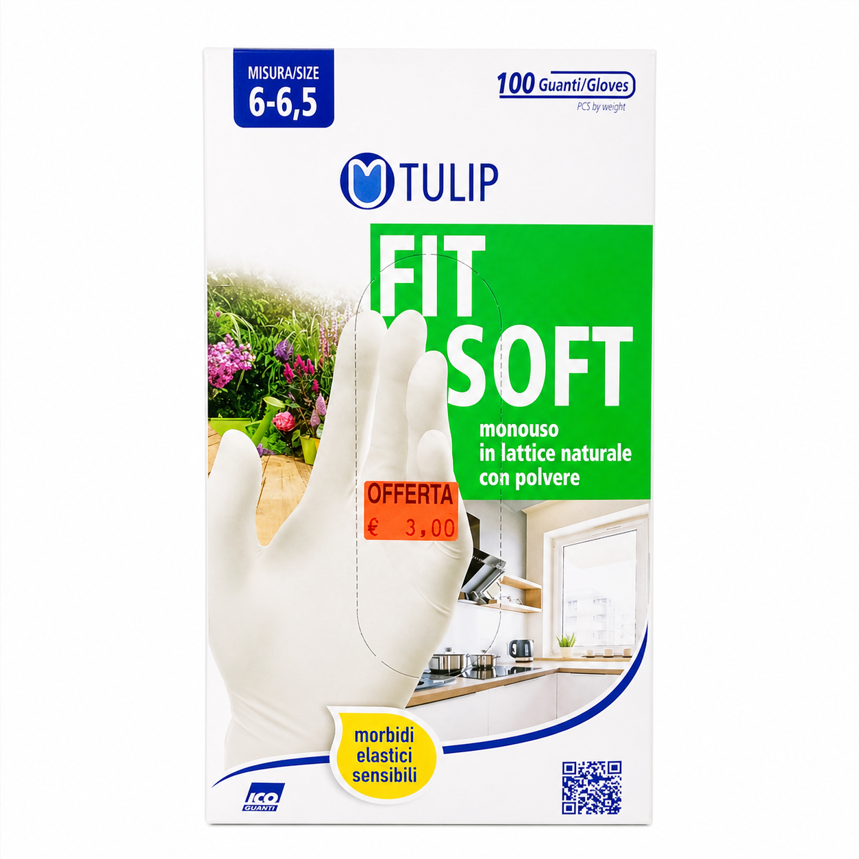 Tulip Fit Soft Guanti Lattice con Polvere | 100pz Taglia 6-6,5