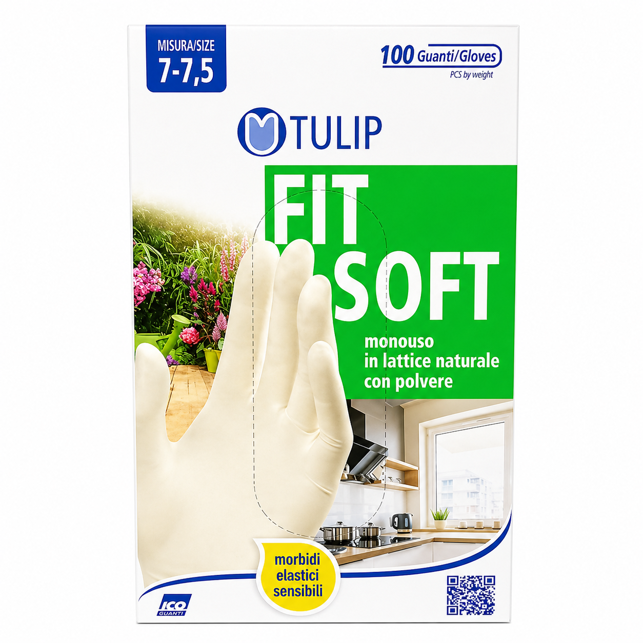 Tulip Fit Soft Guanti Lattice con Polvere | 100pz Taglia 7-7,5