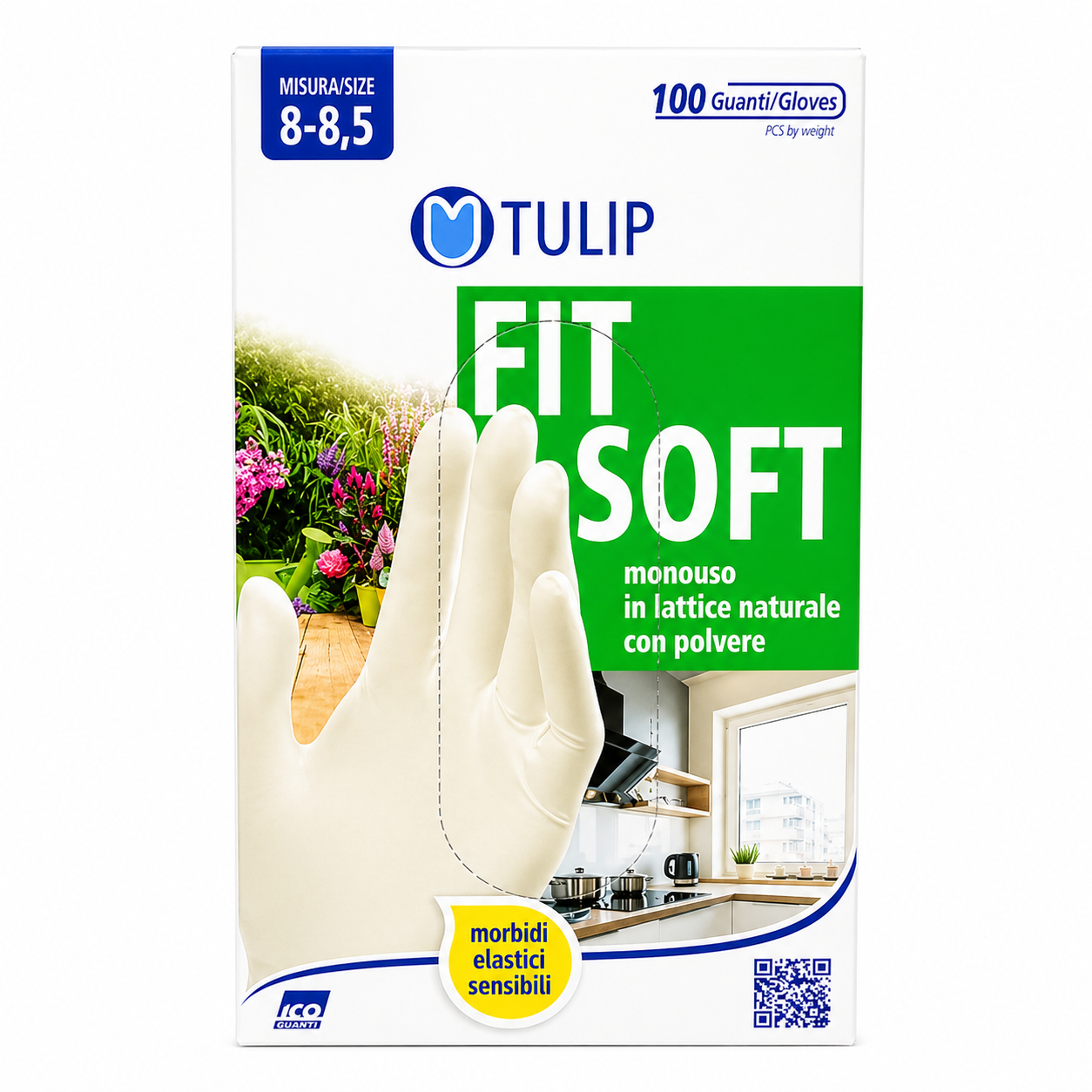 Tulip Fit Soft Guanti Lattice con Polvere | 100pz Taglia 8-8,5