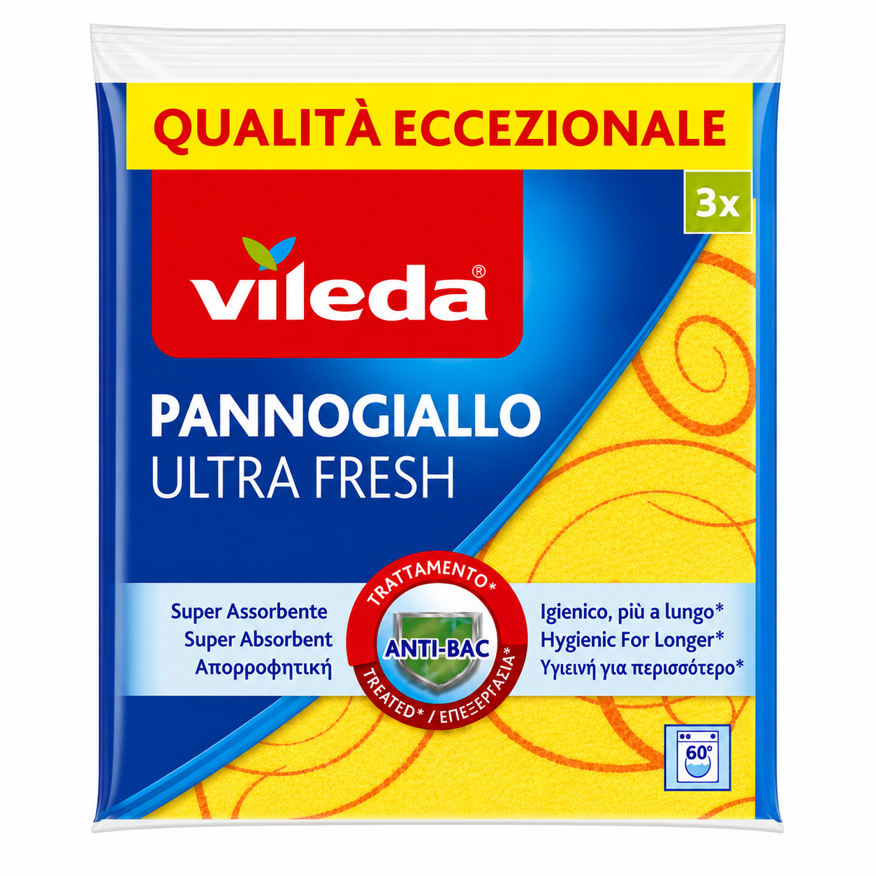 Vileda Panno Giallo Ultra Fresh Antibatterico | 3pz