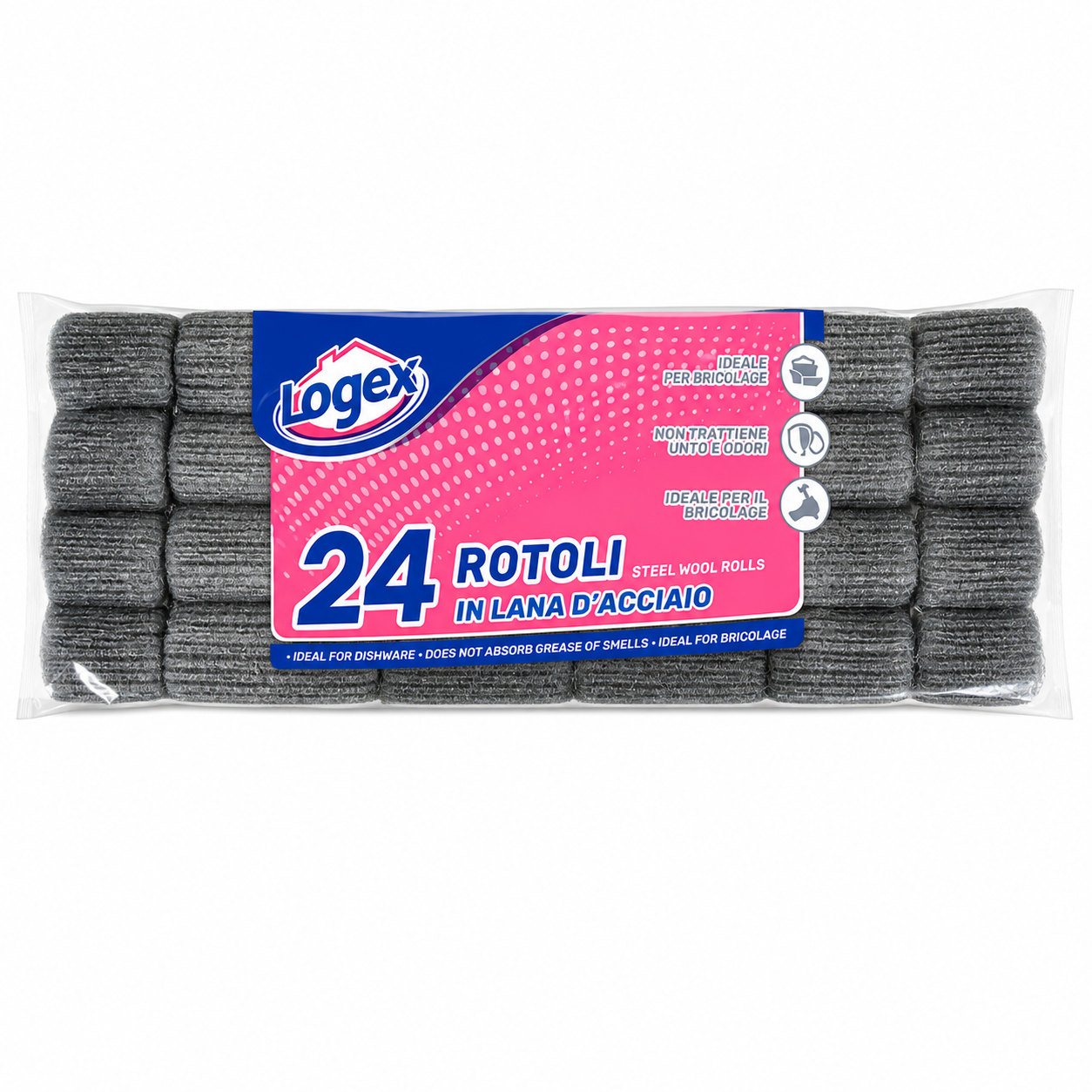 Logex Lana d’Acciaio Rotoli Pulizia | 24pz