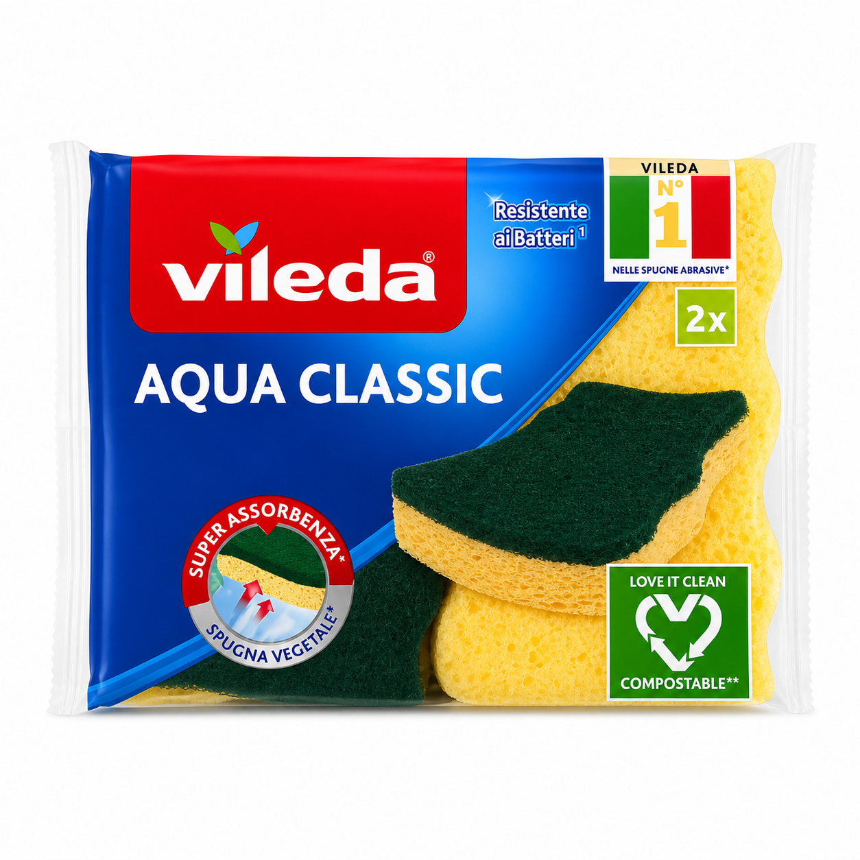 Vileda Aqua Classic Spugna Vegetale | 2pz