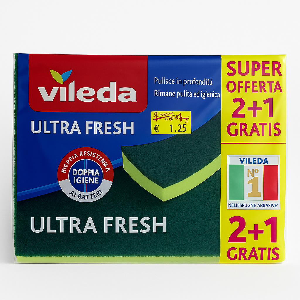 Vileda Ultra Fresh Spugne Abrasive | Confezione 2+1 Gratis